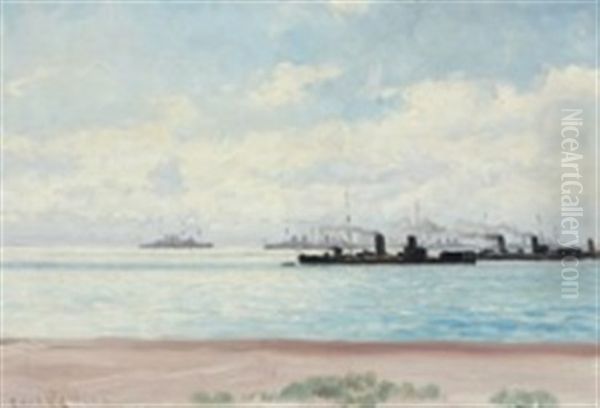 Coast Scenery With Warships - view 1