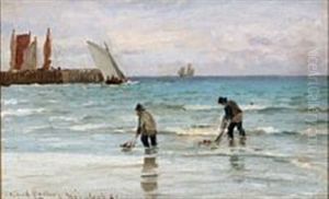 Coastal Scene From Hornbaek With Two Fishermen