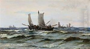 Fishermen At Sea by Carl Locher