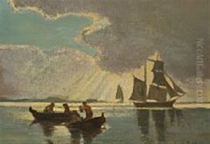 A Marine With A Brigantine In An Inlet by Carl Locher