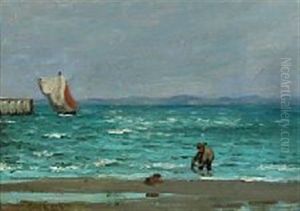 Coastal Scenery With A Fisherman by Carl Locher