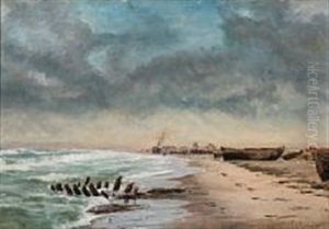 Gathering Storm Along The Coast At Skagen by Carl Locher