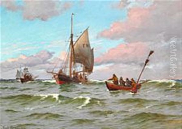 Fishing Boats At Sea - view 1