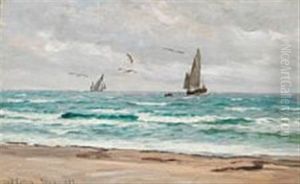 Sailing Ships Off The Coast Of Skagen by Carl Locher