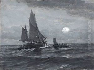 Seascape In Moonlight by Carl Locher
