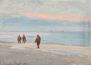 Fishermen On Skagen Beach by Carl Locher