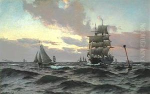 Off Hornbaek. Evening Atmosphere At Sea by Carl Locher