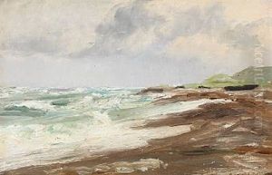 Beach Scene From Skagen In Denmark by Carl Locher