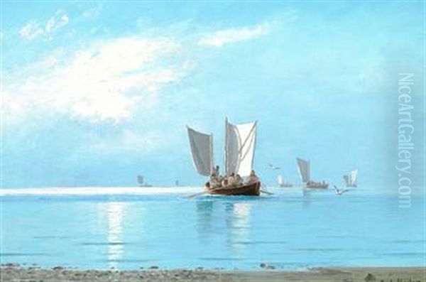 Coastal Scene With Fishermen On Their Way Out To The Sea - view 1