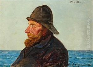 Portrait Of Fisherman Wolle With The Sea In The Background