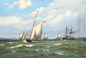 Danske Lystfartojer I Escadre. Frisk Kuling. Udfor Bjorne Knude by Carl Locher