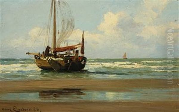 Coastal Scenery With A Sailing Ship - view 1