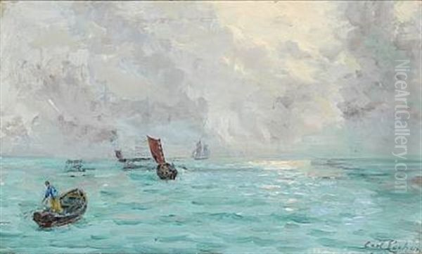 Sailing Ships And Fishermen In A Boat - view 1