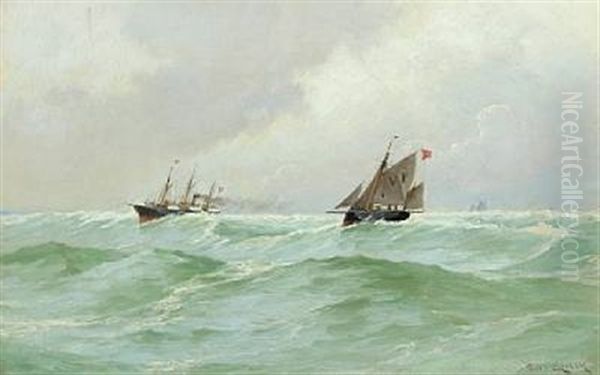 Seascape With Ships In Mountainous Seas - view 1