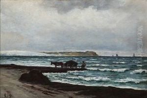 Beach Scene With A Seaweed Collector by Carl Locher