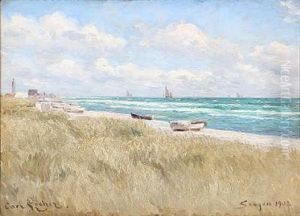 Beach Scene From Skagen by Carl Locher