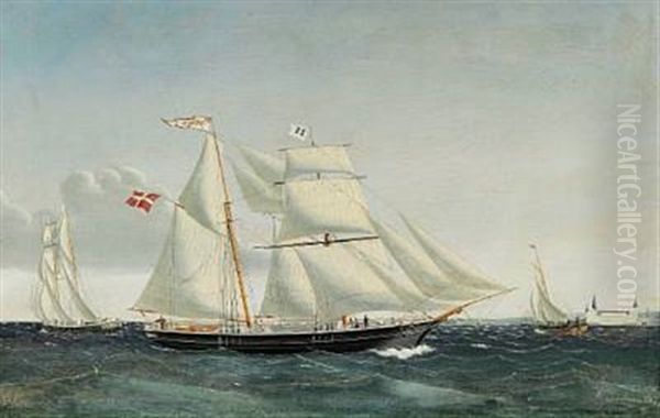 The Brigantine "ornen" Passing Helsingor Roadstead - view 1