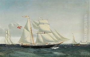 The Brigantine "ornen" Passing Helsingor Roadstead The Brigantine "ornen" Passing Helsingor Roadstead