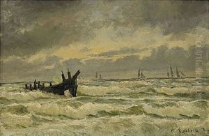 Kustvy Med Segelbatar Vid Horisonten by Carl Locher