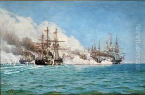 The Battle Of Helgoland In 1964 by Carl Locher