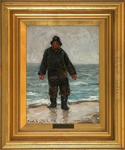 Fisherman On The Beach by Carl Locher