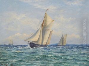 Sailing Yacht And Other Ships by Carl Locher