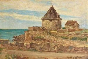 The Old Tower On Frederikso by Carl Locher