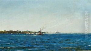 Kystparti Ved Helsingor, I Baggrunden Kronborg by Carl Locher