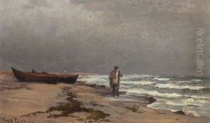 Kystparti Fra Skagen, Med Optrukne Joller Og Fisker by Carl Locher