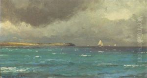 Bygevejr, Marine Med Sejlskibe Ved Kyst by Carl Locher