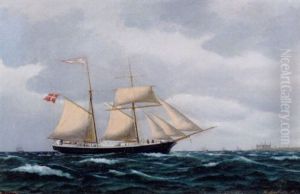 Marine Med Dansk Sejlskib Ud For Kronborg by Carl Locher