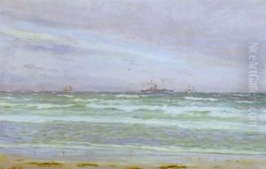 Marine Med Krigsfartoj Og Sejlskibe Pa Havet
