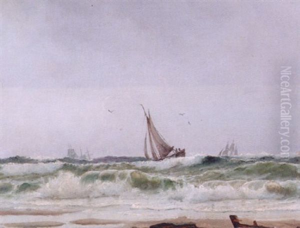 Marine Med Sejlskibe Ud For Kysten - view 1