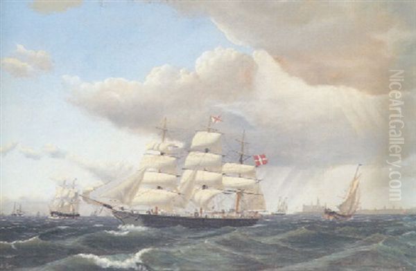 Sejlskibe I Sundet Ud For Kronborg - view 1