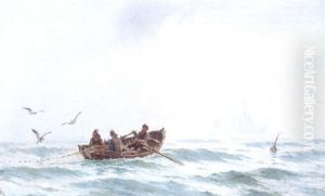 Marine Med Fiskere I Robad Der Saetter Garn Ud by Carl Locher