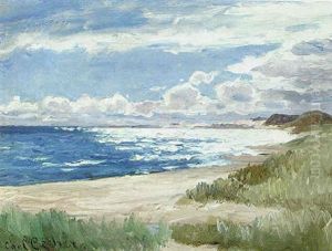 Kystparti Fra Gi. Skagen Med Sollys Over Havet... by Carl Locher