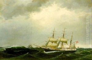 Marine Med Barkskibet "rjukan Af Kjobenhavn" Samt Andre Sejlskibe by Carl Locher