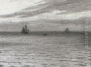 Marine Med Skibe Pa Havet by Carl Locher