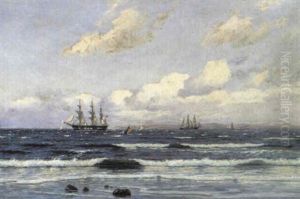 Marine Med Sejlskib Ud For Nordsjaellandsk Kyst