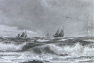 Marine Med Sejlskibe by Carl Locher