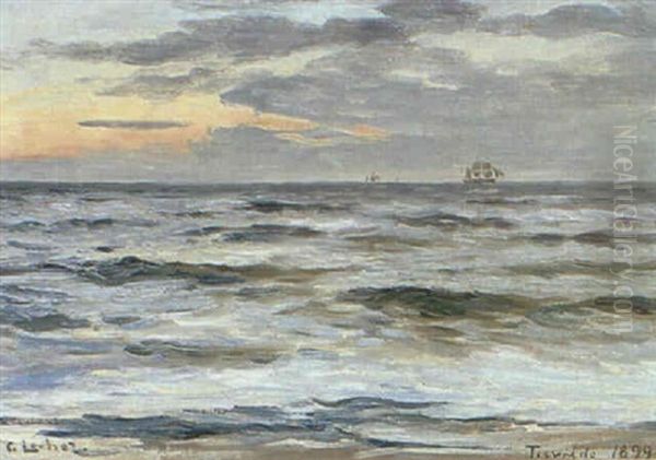 Marine Med Sejlskibe Ud For Tisvilde Strand - view 1