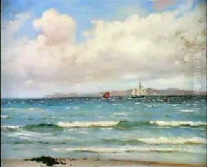Marine Med Sejlskibe Ud For Kysten by Carl Locher