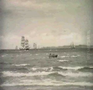 Marine Med Skibe, I Baggrunden Kullen by Carl Locher