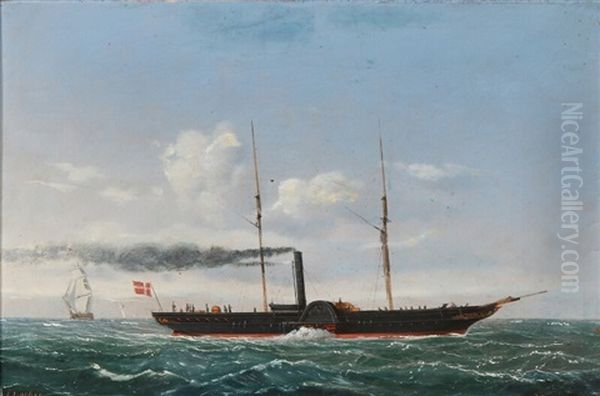 Sesascape With Sailing Ships And A Danish Paddle Steamer - view 1