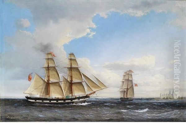 An English Brig Off Elsinore - view 1