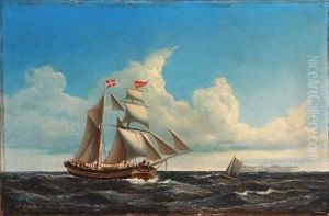 Seascape With A Sailing Ship Passing Trekroner Fortress, Copenhagen by Jens Thielsen Locher