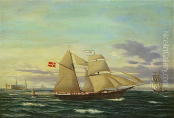 Segelskepp I Oresund, I Bakgrunden Kronborgs Slott - view 1