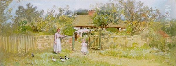 Ducks By A Cottage Garden - view 1