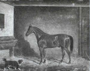 A Hunter And A Spaniel In A Stable