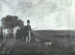 A Gentleman Sportsman With His Dogs In A Landscape